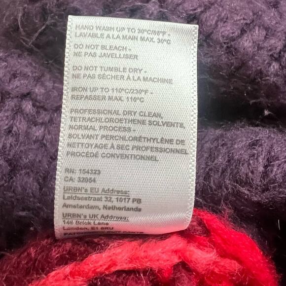 Saachi Women’s Colorblock Patchwork Cable Knit Pull On Red Pink Flare Pants XS - Picture 9 of 11